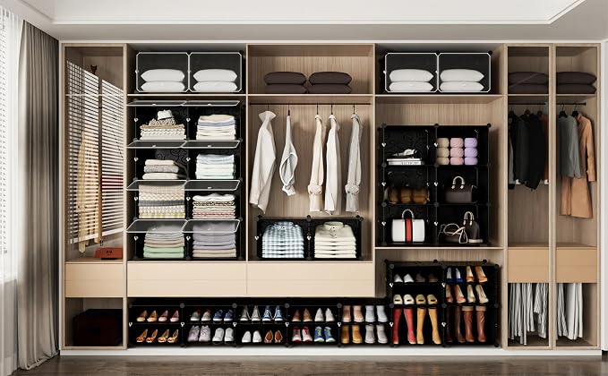 HOMIDEC Shoe Rack Organizer 48 Pair Modular Shoe Storage Cabinet for Closet | PP Plastic, Sturdy Steel Frame, Waterproof, Dustproof, Easy Clean, Shoe Shelves for Closet Garage Hallway Bedroom Entryway