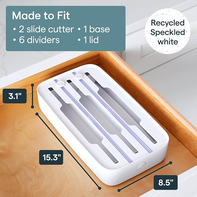 YouCopia StoraRoll Food Wrap Dispenser 3-in-1, Aluminum Foil Wrap Organizer