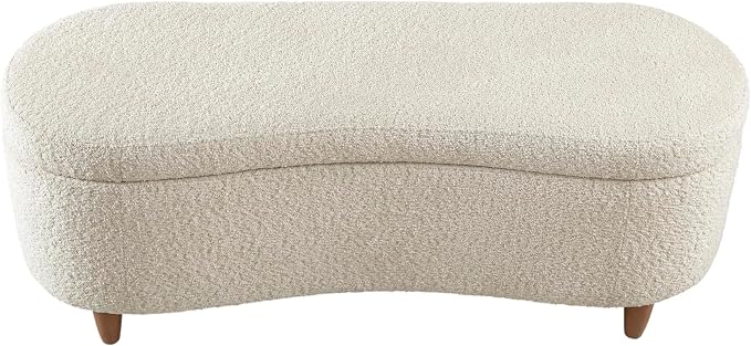 Bailey Boucle-Style Curved Storage Accent Bench
