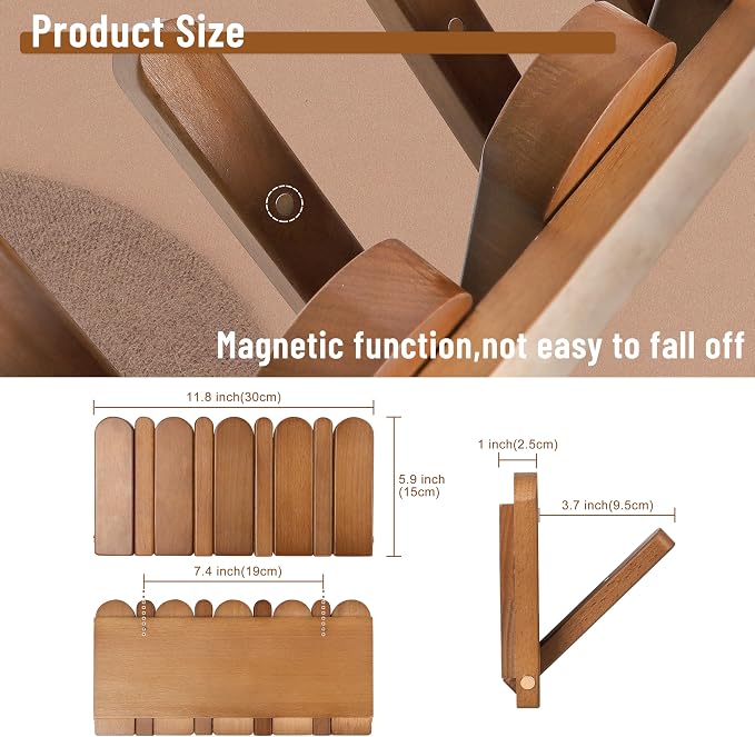 Wall Coat Rack for Entryway: Folding Wood 4 Hooks for Small Space | Modern Heavy Duty Wall Mounted for Mid Century Home Decor Bathroom Hallway Bedroom for Hanging Towel Jacket Backpack Bag
