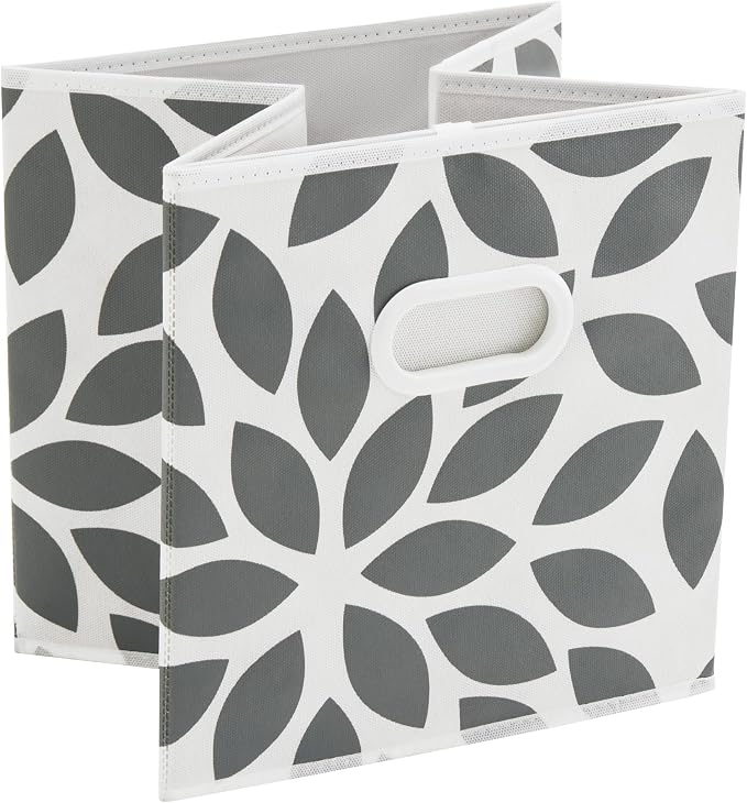 MAX Houser Foldable Fabric Storage Cubes Bins with Dual Plastic Handles, Set of 6, Closet Bedroom Drawer Organizer, Grey