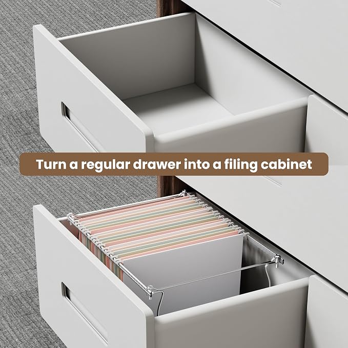 SUNEE Hanging File Folder Frame, Letter Size File Drawer Organizer for Desks, Adjustable File Cabinet Rails 13.5 to 17.5 Inches, Set of 2