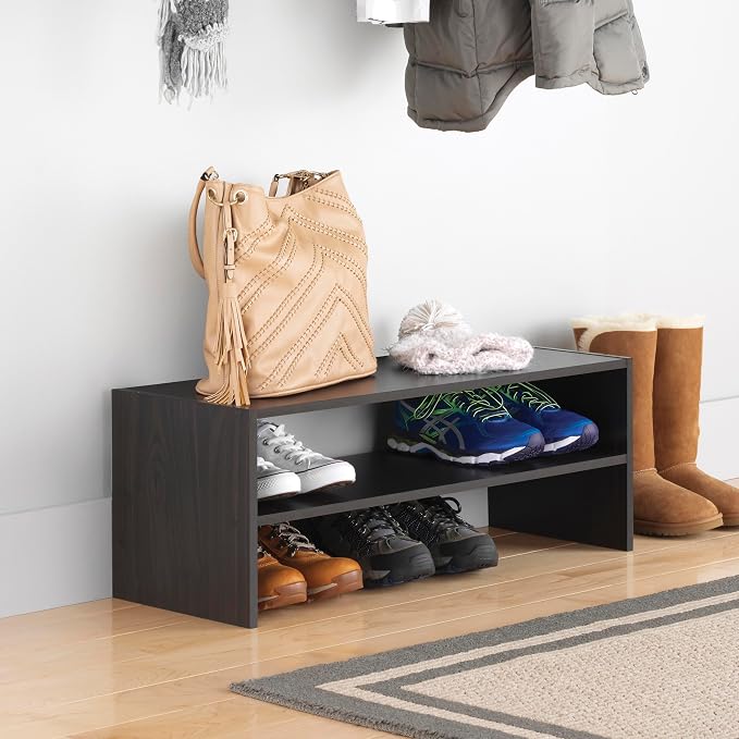 Whitmor Stackable 2-Tier Shoe Shelf, 31 inch, Espresso