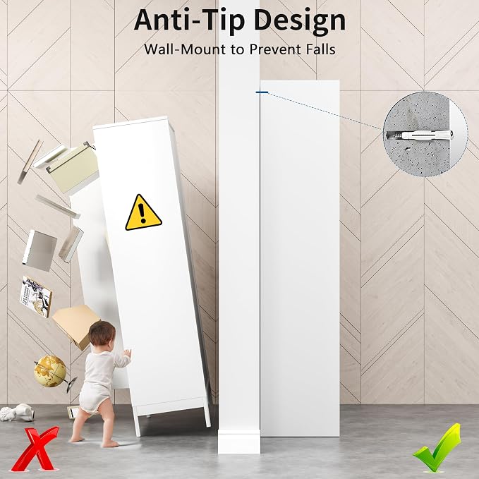 71" Tall White Metal Storage Cabinet with Doors, Heavy Duty | Freestanding Steel Kitchen Pantry Cabinet, 4 Adjustable Shelves (180 Lbs Load), Tall Cabinets for Home, Office and Garage