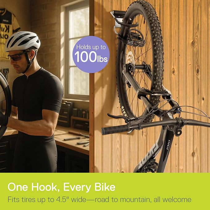 Delta Wall Dock Bike Rack Wall Mount with Tire Wall Guard Cycle – Vertical Bike Mount Holds Up to 100 lbs – Fully Adjustable Vertical Hanger Hook Design Provides Easy Bicycle Storage Access
