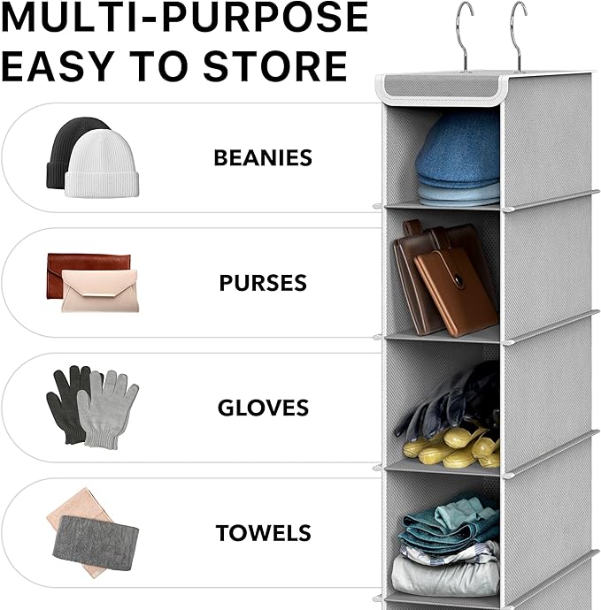 Simple Houseware 2 Pack 10 Shelves Hanging Shoe Organizer, Gray | Dual Metal Hooks, Holds Up to 20 lbs, for Narrow Space