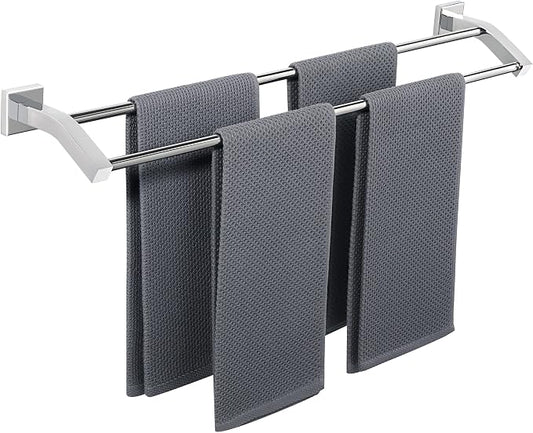 Alise Double Bath Towel Bar, 28" Towel Racks for Bathroom, Polished Chrome | SUS304 Stainless Steel Bathroom Towel Holder, Quick Drying Towel Hanger Towel Rod Wall Mounted