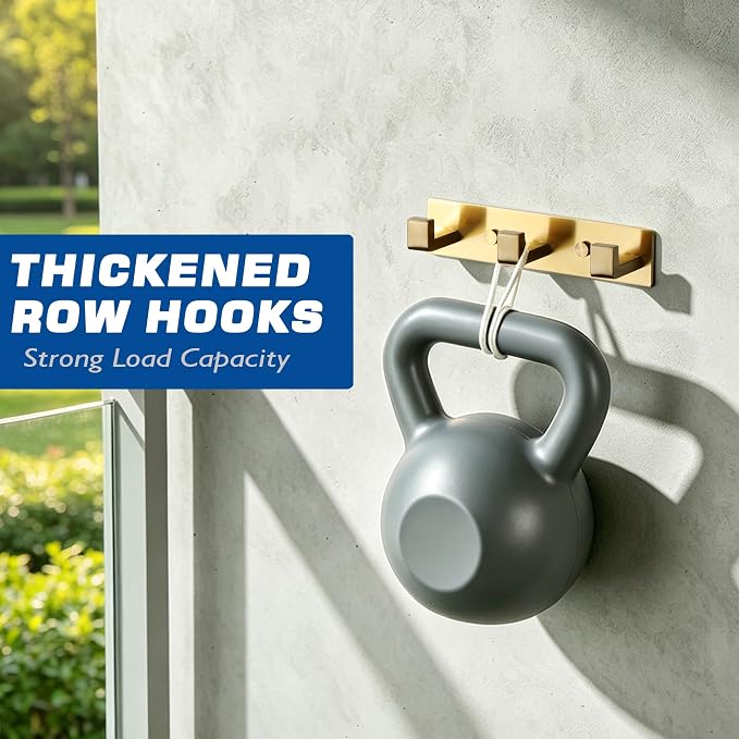 Alise Gold Coat Hooks Hat and Coat Rack with 3 Hooks Wall Mounted | Key Hooks for Robes,Bags,Keys,and Towels,SUS304 Stainless Steel Wall Hooks for Hanging,Self Adhesive or Drilling