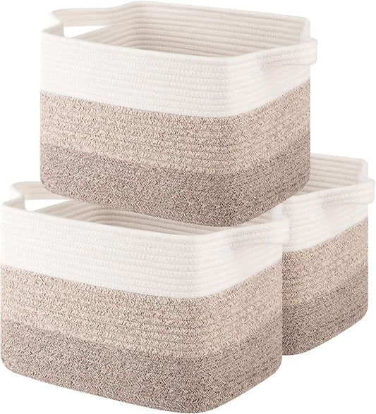OIASKET Storage Basket for Organizing, Woven Baskets for Storage, Rectangle Decorative Baskets for Shleves, Closet, Toys, Books, Nursery Organizer Bins - Pack of 3 (Gradient Yellow, 13"x9.85"x8.7")