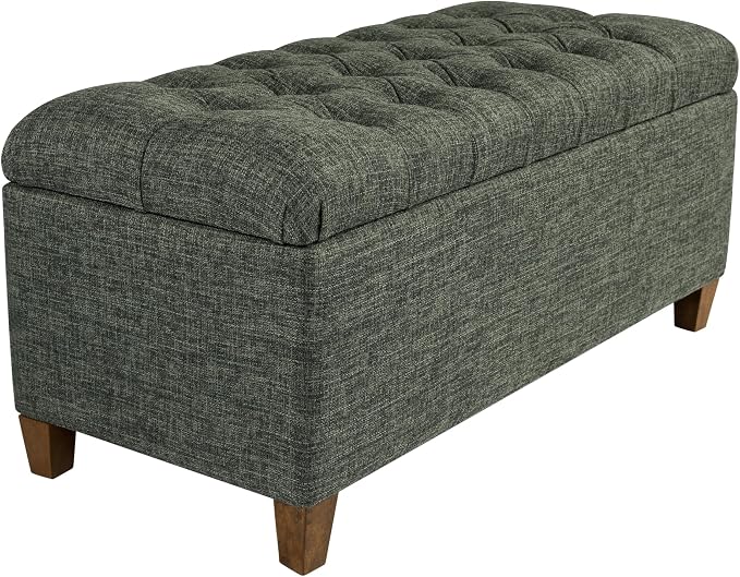 HomePop Ainsley 40" Storage Ottoman Bench - Green Clover Fabric