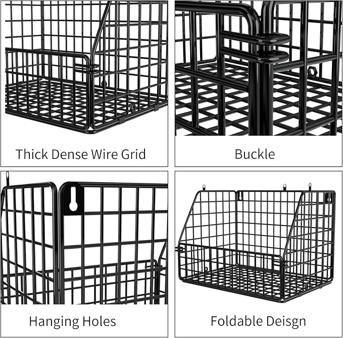 PUPPYCUTE Stackable Wire Storage Baskets for Kitchen Closet Pantry, Hanging Closet Organizers Storage Shelves Organization, Wall Mount Metal Basket Bins, Clothing Vegetable & Fruit Organizer 3 pcs