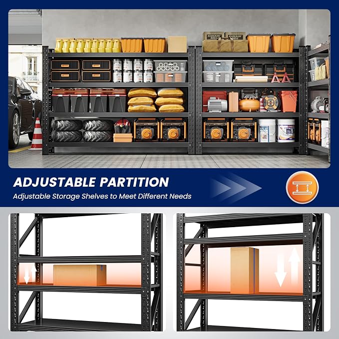 40" W Metal Garage Storage Shelves,Heavy Duty Adjustable Steel Organization Shelving,Utility Rack Shelf,40" W x 20" D x 60" H for Basement,Warehouse,Industrial