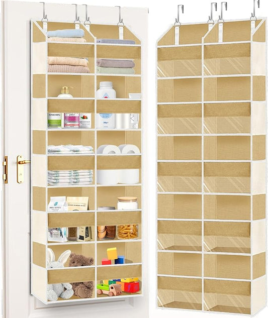 Ofiray-home Over the Door Organizer 5 Tiers,Extra Large Behind Door Storage of 10 Compartments,80 lbs Weight Capacity Over the Door Storage, Door Hanging Organizer for Closet, Diaper Organizer, Camel