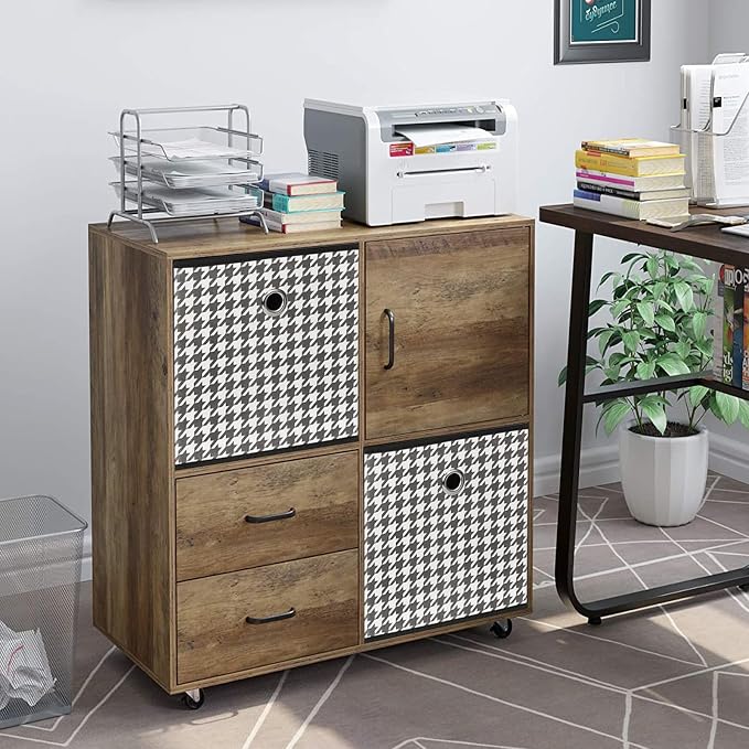 Foldable Storage Cubes Bins ,11 Inch Cloth Storage Cube Fabric Storage Box Cubes Organizer Baskets with Dual Handles for Home Organizer Set of 6 (Houndstooth)