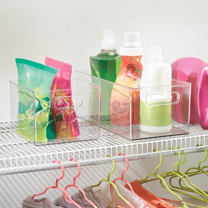 iDesign Pantry Storage Bin with Handles for Kitchen Cabinets or Fridge - Set of 2 - Clear - Made in USA