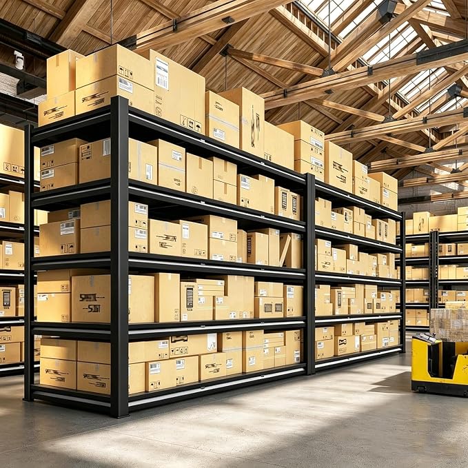 2pack Garage Shelving Heavy Duty Storage Shelves for Garage, 2500 LBS Adjustable 4 Tier Shelving Unit, Metal Garage Shelving for Industrial, Basement, Warehouse (54''Hx46''Wx20''D, Black)