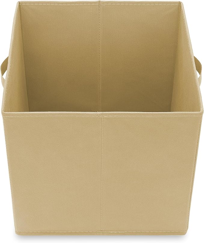 Casafield Set of 6 Collapsible Fabric Cube Storage Bins, Sandy Beige - 13" Foldable Cloth Baskets for Shelves, Cubby Organizers & More