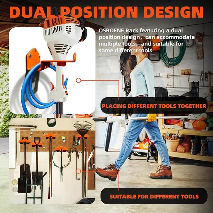 Weedeater Hanger, 1 Pack Weed Eater Hanger for Wall, Weed Wacker Holder | Heavy Duty Trinmmer Rack Wall Storage, Compatible with Stihl, Weed Eater Hanging Hook for Garage Tool Organization