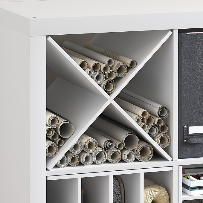 Furinno Cubicle X-Shelf Cube Insert, Cube Organizer, Plain White | Fits into Furinno Triple Thick Cubes, Ikea Kallax, for Organizers and Storage