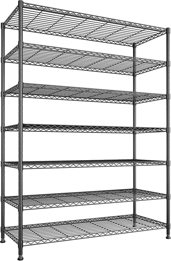 DurayLoly 2 Set of 82.6H Metal Shelving Unit 7 Tier Storage Shelves Adjustable Wire Shelving Metal Wire Shelf Pantry Shelves Commercial Rack for Kitchen Pantry Garage 45" W x 82.6''H x 13.5" D, Black