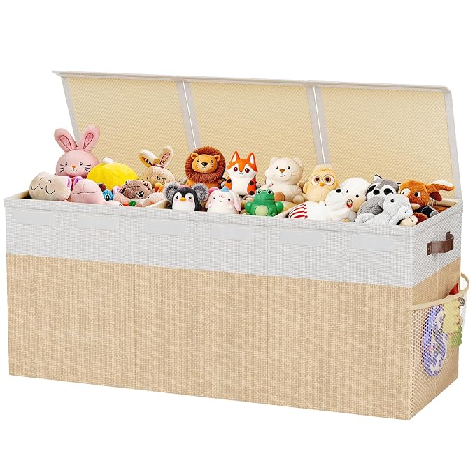 Dayacoco Extra Large Toy Box, Collapsible Storage, Kids, Beige | Collapsible & Sturdy. For Kids, Boys & Girls. Organizes Toys, Books & Blankets. Ideal For Playroom, Nursery & Bedroom.