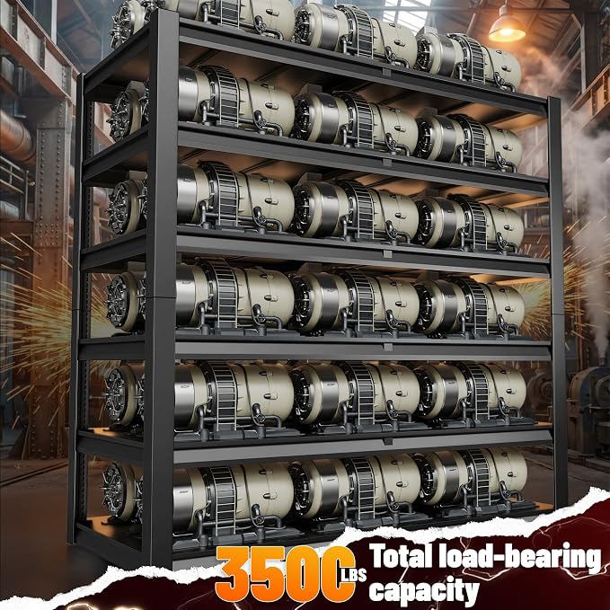 REIBII 84.1" H Garage Shelving, 3500LBS Storage Shelves Heavy Duty, Adjustable 6-Tier Metal Shelving for Commercial, Warehouse, Basement, Garage,Shop, 55.1" W x 25.8" D x 84.1" H
