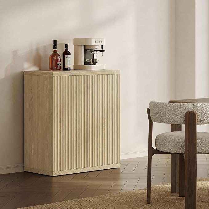 SICOTAS Buffet Cabinet with Storage Sideboard Cabinet with Doors & Shelves | Accent Sideboard Modern Credenza Fluted Storage Cabinet Mid Century Media Console for Living Room Kitchen Dining Hallway