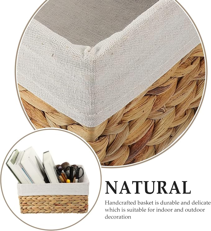 GANAZONO Decorative Straw Rattan Basket Storage Organization for Home Straw Basket Handle Woven Decorative Storage Baskets