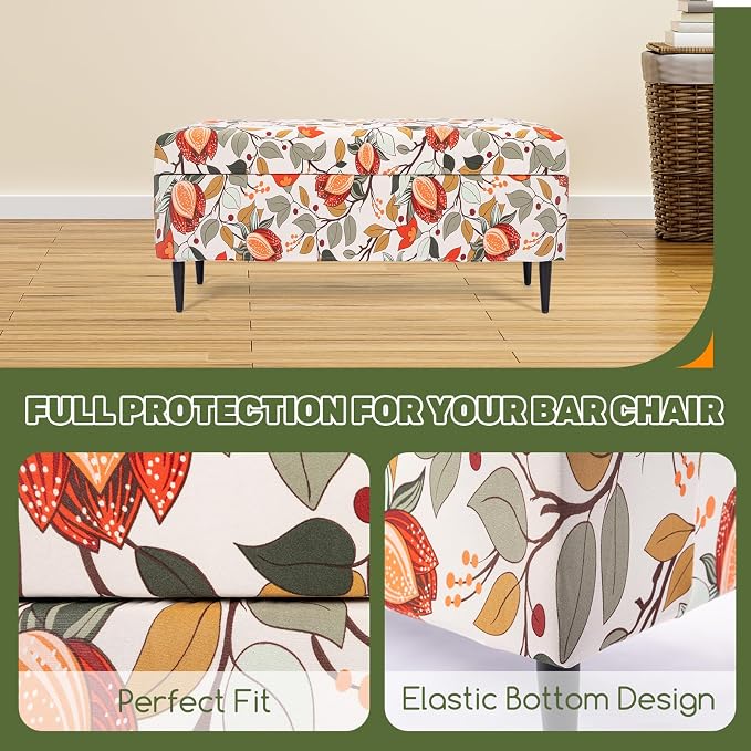 FUANGUI Ottoman Cover Slipcovers Rectangular Folding Stretch | Storage Bench Footrest Sofa Stool Covers Footstool Protector with Elastic Bottom, Removable Washable,Medium