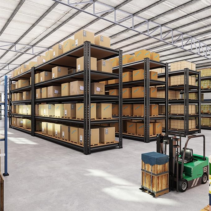 48" W Garage Shelving, Garage Storage Shelves Heavy Duty 3060LBS, Adjustable Metal Shelving Unit 5 TierIndustrial Shelving for Warehouse, Pantry, Closet, Kitchen, 72" H x 48" W x 24" D, Black, 3PCS