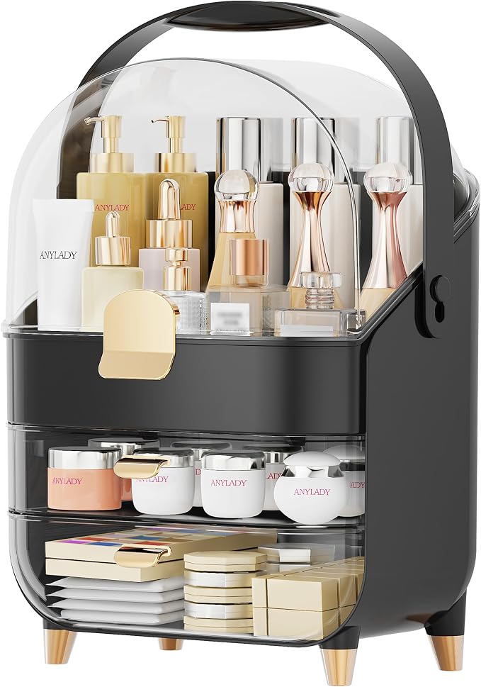 Anylady Makeup Organizer Countertop, Skincare Holder Bathroom Counter Organizer, Storage Box Cosmetic Display Cases, Teen Girl Gifts Make up Organizers for Vanity, Dresser