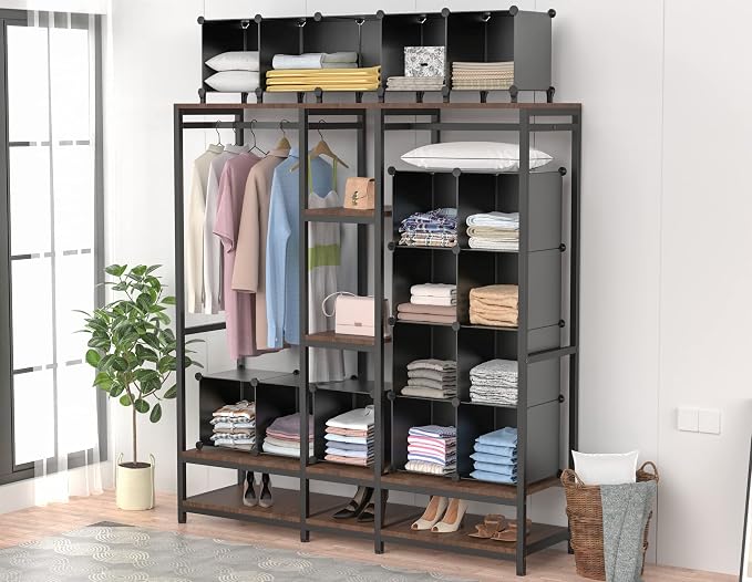 HOMIDEC Closet Organizers and Storage, 12 Cube Storage Organizer, Black | Portable Closet Organization Clothes Shelves Clothing Storage for Kids, Closet, Bedroom, Bathroom, Office