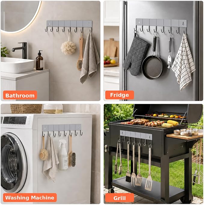 SMRCAD Metal Magnetic Spice Rack 4 Pack with Hook – Heavy-Duty | Iron construction, dust-resistant, fits condiment bottles, includes screws for optional wall mount
