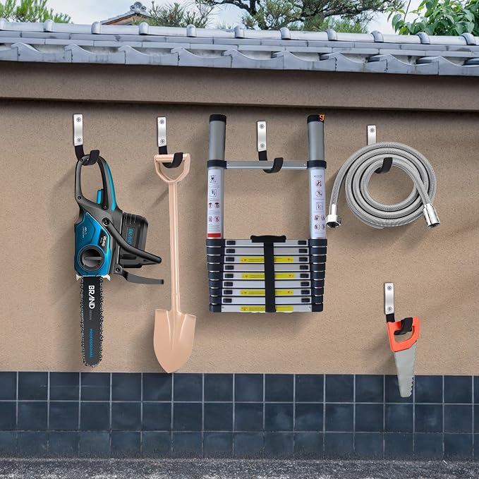 GeeWatom Heavy Duty Steel Garage Hooks,Garage Storage Utility Hooks,Heavy Duty Garage Garden Tool Organizer,Steel Wall Mount Hooks, Garden Hose Hanger, Small U Hooks (Black 6 Pack)