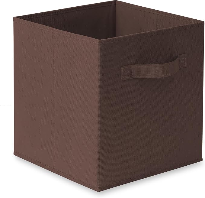 Casafield Set of 6 Collapsible Fabric Cube Storage Bins, Brown - 11" Foldable Cloth Baskets for Shelves, Cubby Organizers & More