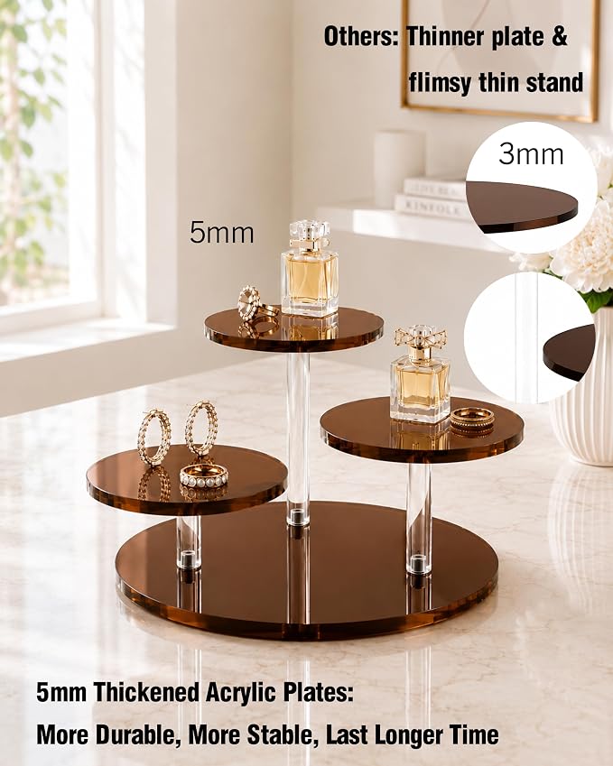 3-Tier Acrylic Display Stand for Botanical Collection Sets, Thickened Showcase Figures Display Holder for Collectibles Dessert Buffet Riser Christmas Tabletop Plant Perfume Watch, Desk Organizer