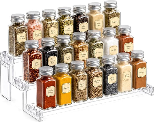 Lifewit Spice Rack, Perfume Cologne Organizer, Cupcake Stand, Tool-Free Assembly, Display Riser Shelf, Seasoning Figurine Makeup Holder, Room Decor, Kitchen Cabinet Storage, Clear, 14in-3 Tier, 1 Pcs