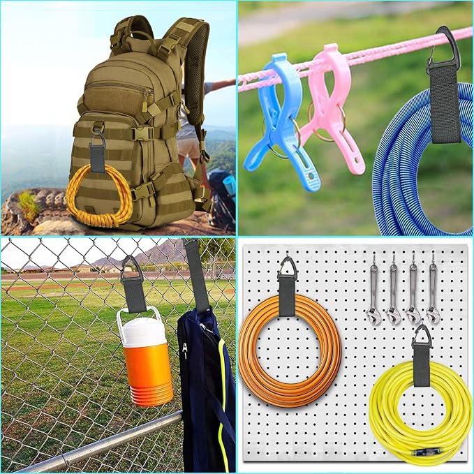 ZTSXLLIM Extension Cord Holder Organizer, Garage Organization and Storage | 4 Pack,16-Inch Extension Cord Wrap Strap, Extension Cord Hanger with Carabiner, Holds Up to 50 lbs, electrical cord organizer