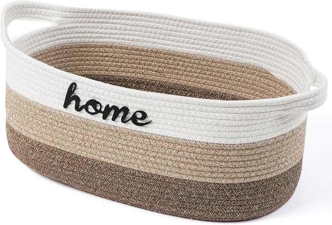 Dog Toy Basket Woven Baskets for Organizing Rope 22"X11"X7.9" Large Storage Basket with Handle Cute Cotton Nursery Gift Dog Toy Bins Organizer-Light Brown