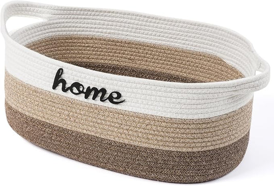 Dog Toy Basket Woven Baskets for Organizing Rope 22"X11"X7.9" Large Storage Basket with Handle Cute Cotton Nursery Gift Dog Toy Bins Organizer-Light Brown