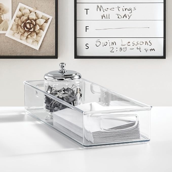 iDesign Slim Extra Long Clear Storage Bin | Narrow, Stackable, Kitchen or Pantry Organizer