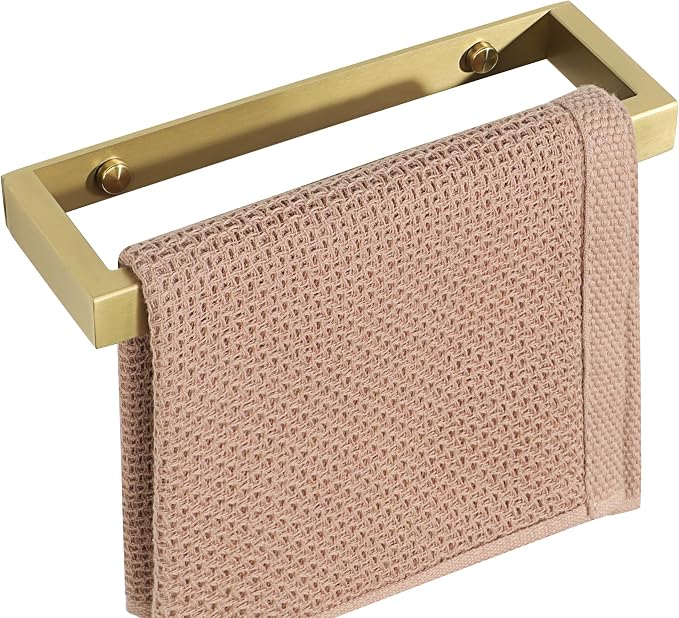 Alise Hand Towel Holder Towel Bar for Bathroom Wall Mounted 8 Inch,Gold | Towel Rack for Bathroom Lavatory,SUS304 Stainless Steel Towel Rail for Bath Kitchen Walls,Self-adhesive or Drilling Mount