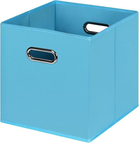 Black Foldable Storage Cubes Bins , Fabric Storage Box Cubes Organizer Baskets with Dual Handles for Home Organizer(Blue)