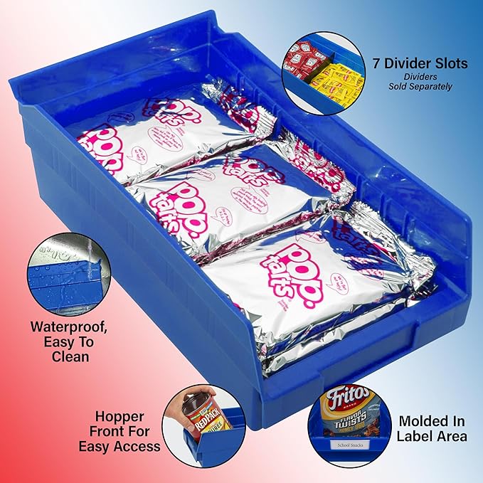 Akro-Mils 30130 Heavy Duty Plastic Shelf Bins, 12"x 6.5"x 4", Blue, 12-Pk | Heavy Duty Nesting Storage Bins for Garage, Closet, Refrigerator, Kitchen, Cabinet, Drawer Organization, Pantry Organization