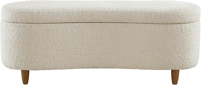 Bailey Boucle-Style Curved Storage Accent Bench