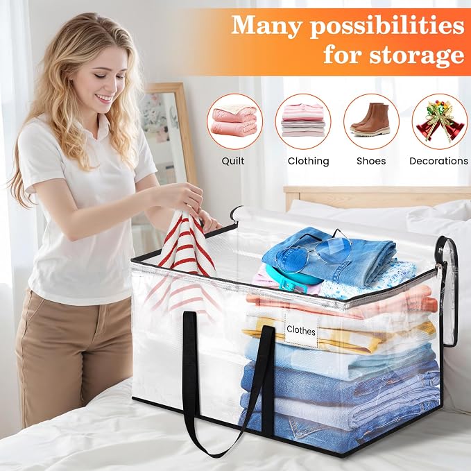 Moving Bags, Extra Large Heavy Duty Storage Bags, 125L, 10 Packs | Packing Bags with Strong Zippers & Handles, Top Opening Foldable Storage Tote for Home Organization and College Dorm Move-In