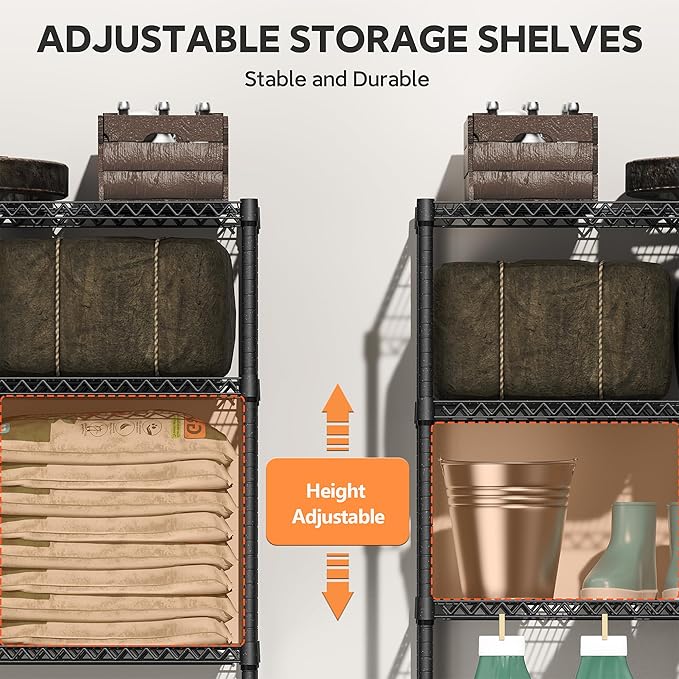 M MZG 2400LBS 35.5" W Standing Shelf Units Wire Rust-Proof Outdoor Storage Shelving 4-Tier Utility Shelving Unit for Garden Home,Kitchen,Office Dark Grey 17.7" D x 35.5" W x 59.4" H