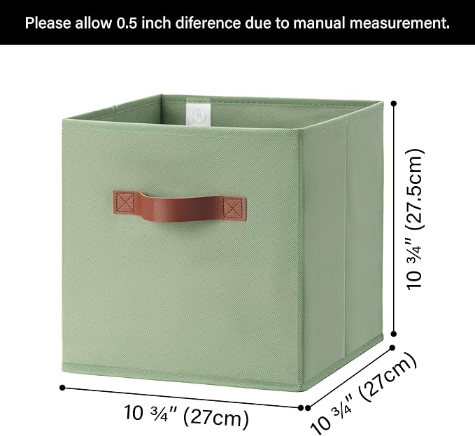 GRANNY SAYS 11 Inch Cube Storage Bins, Collapsible Fabric Storage Cubes with Handle, Closet Baskets for Organization, Storage Cubes for Shelves, Closet, Sage Green, 6-Pack