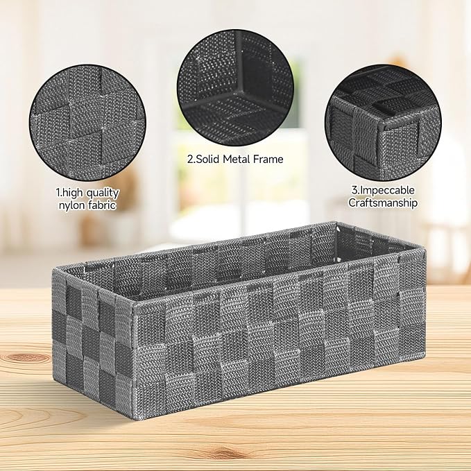 Posprica Woven Baskets, Storage Baskets for Organizing (Set of 8), Cube Baskets Bin Container Matching Storage Boxes Organizers for Pantry, Office, Shelves, Media-room