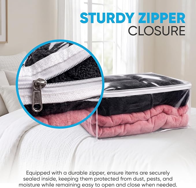 Handy Laundry Comforter Storage Bag – Large 90L Clear Zippered Organizer for Blankets, Bedding, Clothes & Pillows, Durable Plastic Storage for Closet, Moving, Under Bed – Dust & Moisture Protection